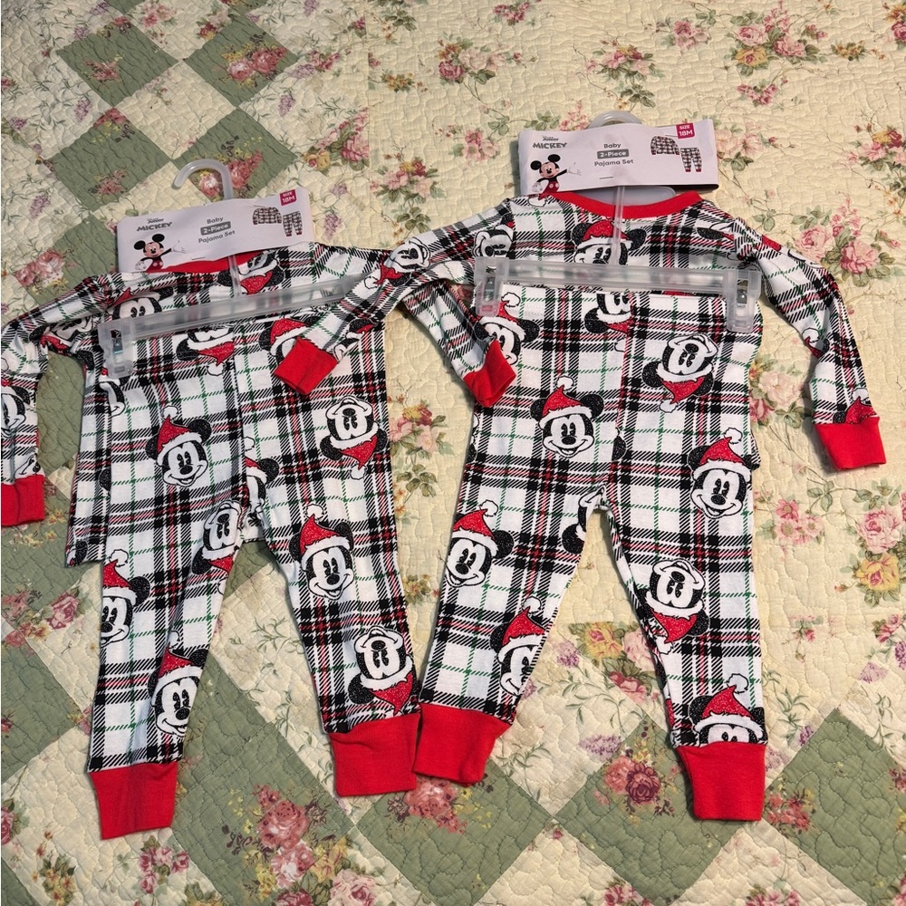Mickey Mouse Plaid Pajama 2 Sets 18 M